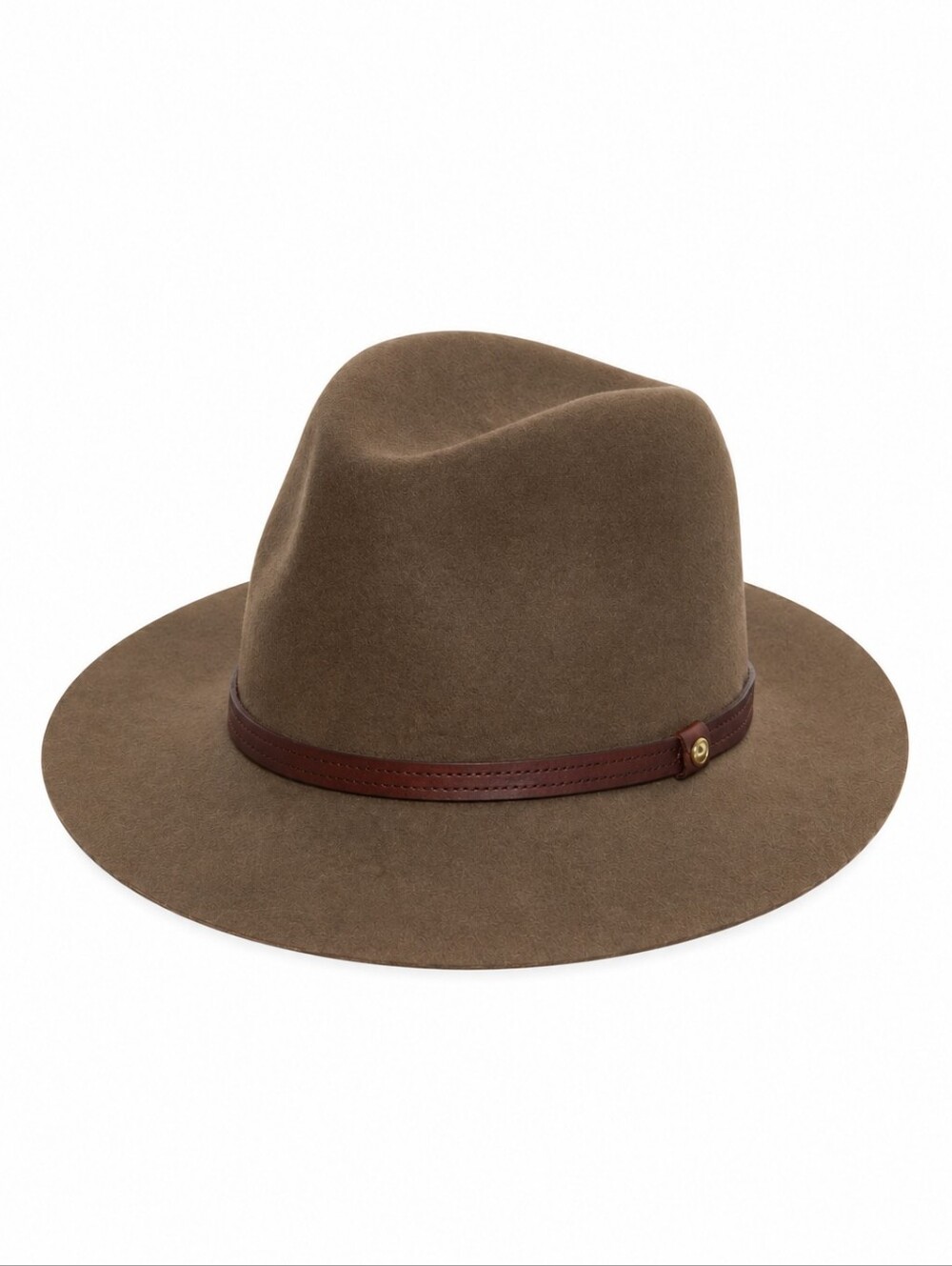 RAG & BONE | M1005 Brown Wool Felt Floppy Brim Fedora Leather Band Hat | L